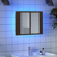 Spiegelkast LED 60x12x45 cm bewerkt hout bruin eikenkleur 3
