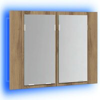 Spiegelkast LED 60x12x45 cm bewerkt hout artisanaal eikenkleur 4