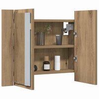 Spiegelkast LED 60x12x45 cm bewerkt hout artisanaal eikenkleur 5