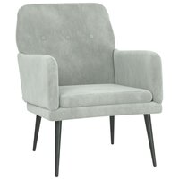 Fauteuil 62x79x79 cm fluweel lichtgrijs 2