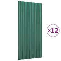 Dakpanelen 12 st 80x36 cm gegalvaniseerd staal groen 2