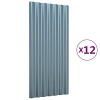 Dakpanelen 12 st 80x36 cm gegalvaniseerd staal grijs 2