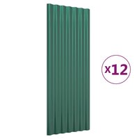 Dakpanelen 12 st 100x36 cm gegalvaniseerd staal groen 2