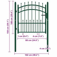 Poort met speerpunten 100x100 cm staal groen 5