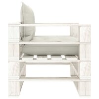 Tuinbank met beige kussens pallet hout 3