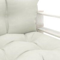 Tuinbank met beige kussens pallet hout 5