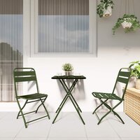 Bistroset 3 pcs Donkergroen Staal 4