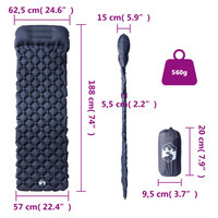 Kampeermatras met kussen opblaasbaar 1-persoons grijs 6