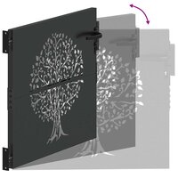 Tuinpoort, Tuinpoort 85x75 cm Corten Staal Boomontwerp Zwart 9