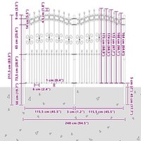 Tuinhek Grijs 215 cm Poedergecoat staal 7