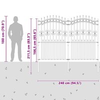 Tuinhek Grijs 215 cm Poedergecoat staal 8