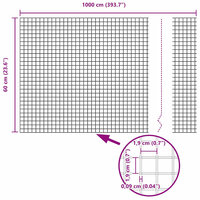 Gelaste draadhek Grijs 0.6 x 10 m Staal 9
