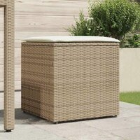 Kussenbox met opslag Beige 50 x 50 x 50 cm poly rattan 3