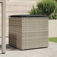 Kussenbox met opslag Lichtgrijs 50 x 50 x 50 cm poly rattan 3
