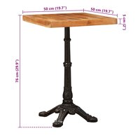 Bistrotafel Bruin 50 x 50 x 76 cm Massief acaciahout 9