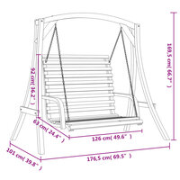 Schommelbank vurenhout met teak afwerking 7
