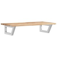 Badkamer wandschap staal en massief acaciahout 2