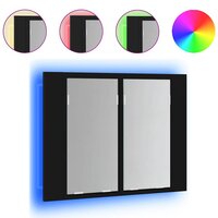 Badkamerkast met spiegel en LED 60x12x45 cm acryl zwart 2