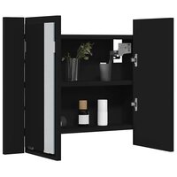 Badkamerkast met spiegel en LED 60x12x45 cm acryl zwart 7