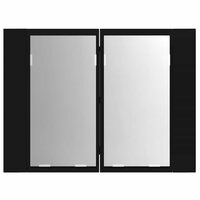 Badkamerkast met spiegel en LED 60x12x45 cm acryl zwart 9