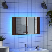Badkamerkast met spiegel LED 80x12x45 acryl bruineikenkleurig 4