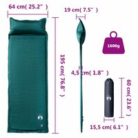 Kampeermatras met kussen zelfopblazend 1-persoons groen 6