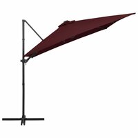 Zweefparasol met LED-verlichting 250x250 cm bordeauxrood 3