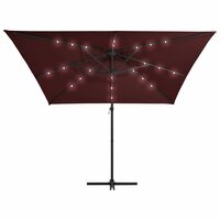 Zweefparasol met LED-verlichting 250x250 cm bordeauxrood 4