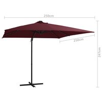 Zweefparasol met LED-verlichting 250x250 cm bordeauxrood 9