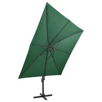 Zweefparasol met paal en LED-verlichting 300 cm groen 7