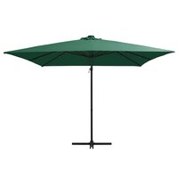 Zweefparasol met LED en stalen paal 250x250 cm groen 2