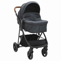 Kinderwagen 2-in-1 staal antracietkleurig en zwart 2