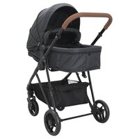Kinderwagen 2-in-1 staal antracietkleurig en zwart 4