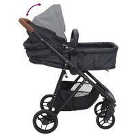 Kinderwagen 2-in-1 staal antracietkleurig en zwart 7