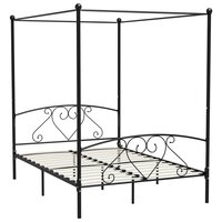 Hemelbedframe metaal zwart 140x200 cm  2