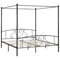 Hemelbedframe metaal zwart 180x200 cm  2