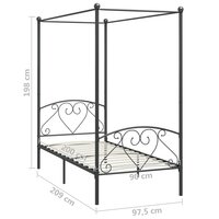 Hemelbedframe metaal grijs 90x200 cm  5