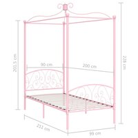 Hemelbedframe metaal roze 90x200 cm 5