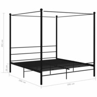 Hemelbedframe metaal zwart 200x200 cm  6