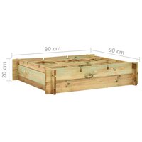 Plantenbak verhoogd 90x90x20 cm ge&iuml;mpregneerd hout 6