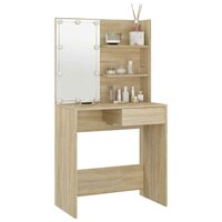 Kaptafel met LED 74,5x40x141 cm bewerkt hout sonoma eikenkleur 3