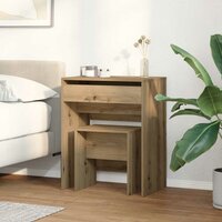 Kaptafel artisanaal eikenkleurig 60 x 40 x 75 cm Bewerkt hout 4