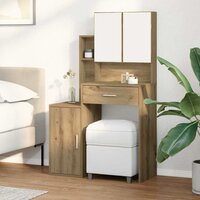 Kaptafel artisanaal eikenkleurig 80 x 35 x 132 cm Bewerkt hout 4