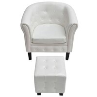 Kuipstoel met voetenbankje kunstleer wit 3