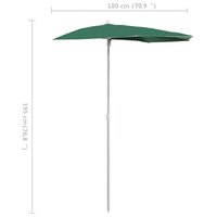 Parasol half met paal 180x90 cm groen 8