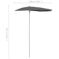 Parasol half met paal 180x90 cm antracietkleurig 8