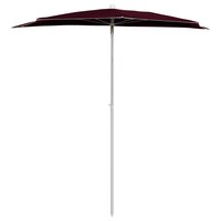 Parasol half met paal 180x90 cm bordeauxrood 3