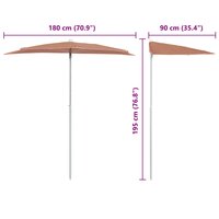 Parasol half met paal 180x90 cm terracottakleurig 8