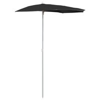 Parasol half met paal 180x90 cm zwart 2