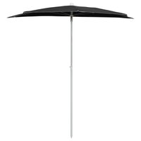 Parasol half met paal 180x90 cm zwart 3